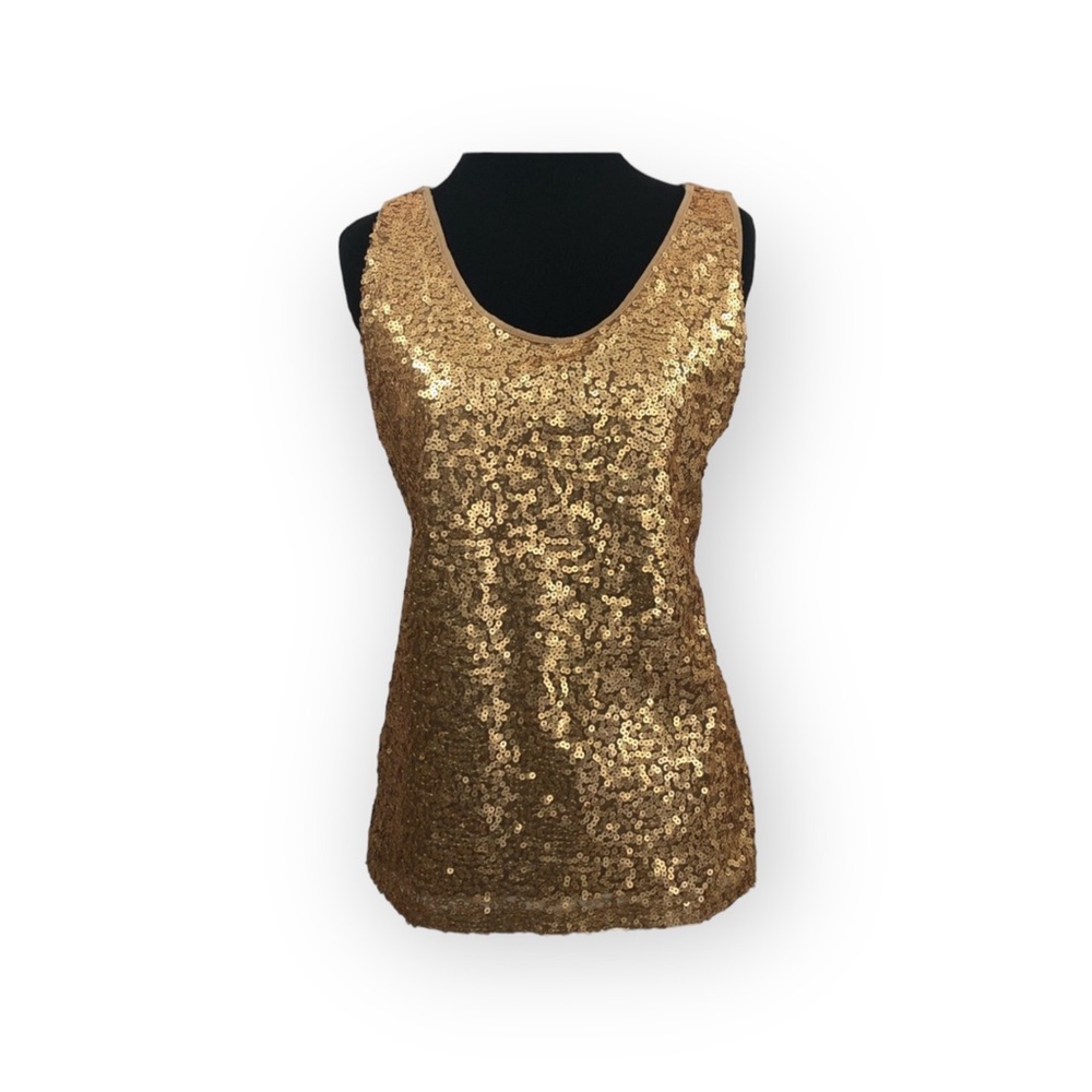 NY & Co. Gold sequin sleeveless tank top